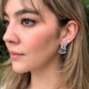 Vintage Diamond Spray Earrings 18k White Gold Old Mine Rose Cut Tremblant, view 3