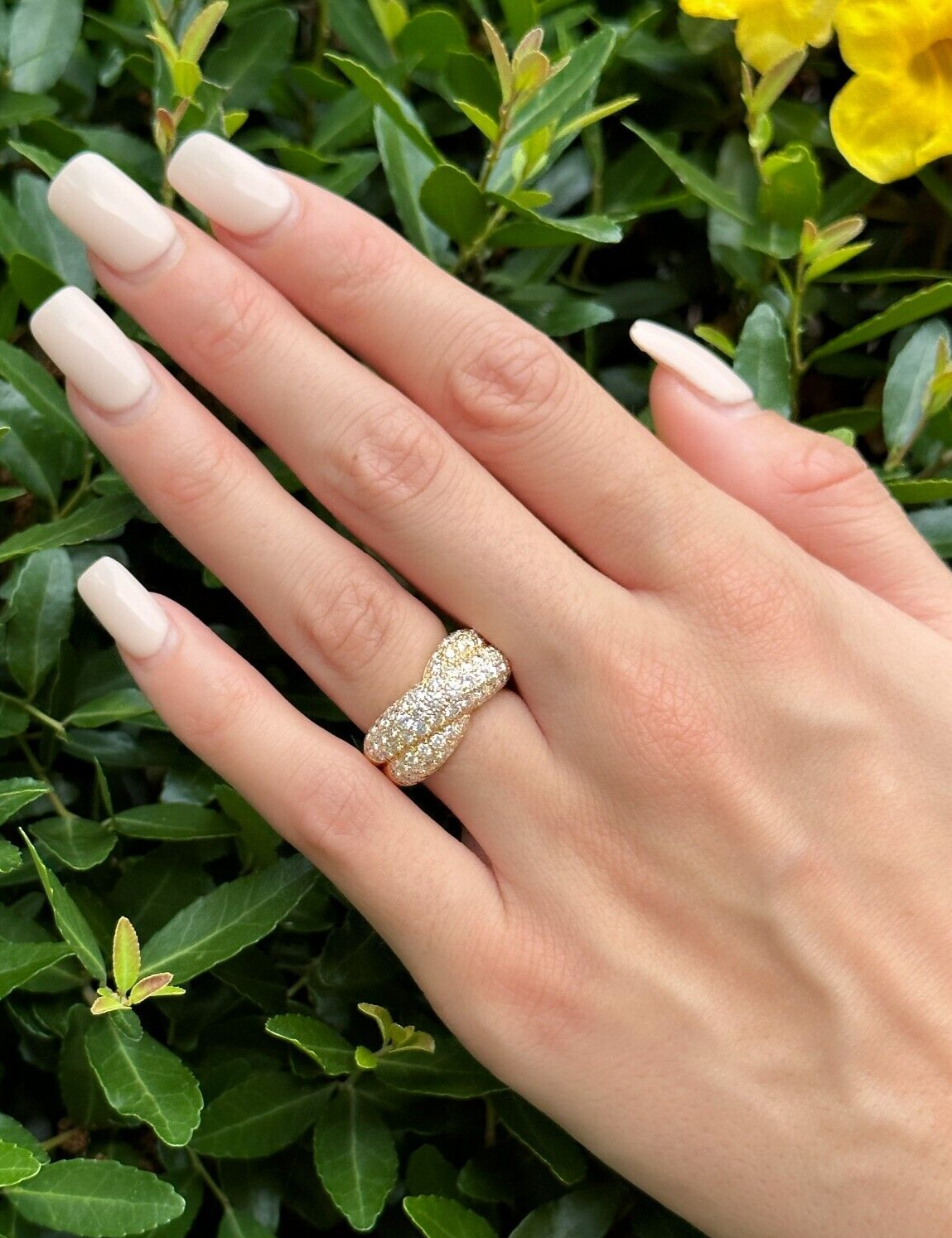 Van Cleef 18k Pave Diamond Ring Crossover Entrelacs Size 5.25 Euro 50 VCA, view 4