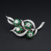 Vintage Platinum Emerald Diamond Brooch, view 1
