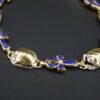 Vintage 2-Tone 18k Gold Lapis Inlay Scarab Ankh Bracelet 7.75", view 4