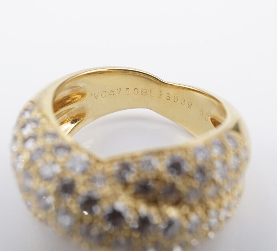 Van Cleef 18k Pave Diamond Ring Crossover Entrelacs Size 5.25 Euro 50 VCA, view 9