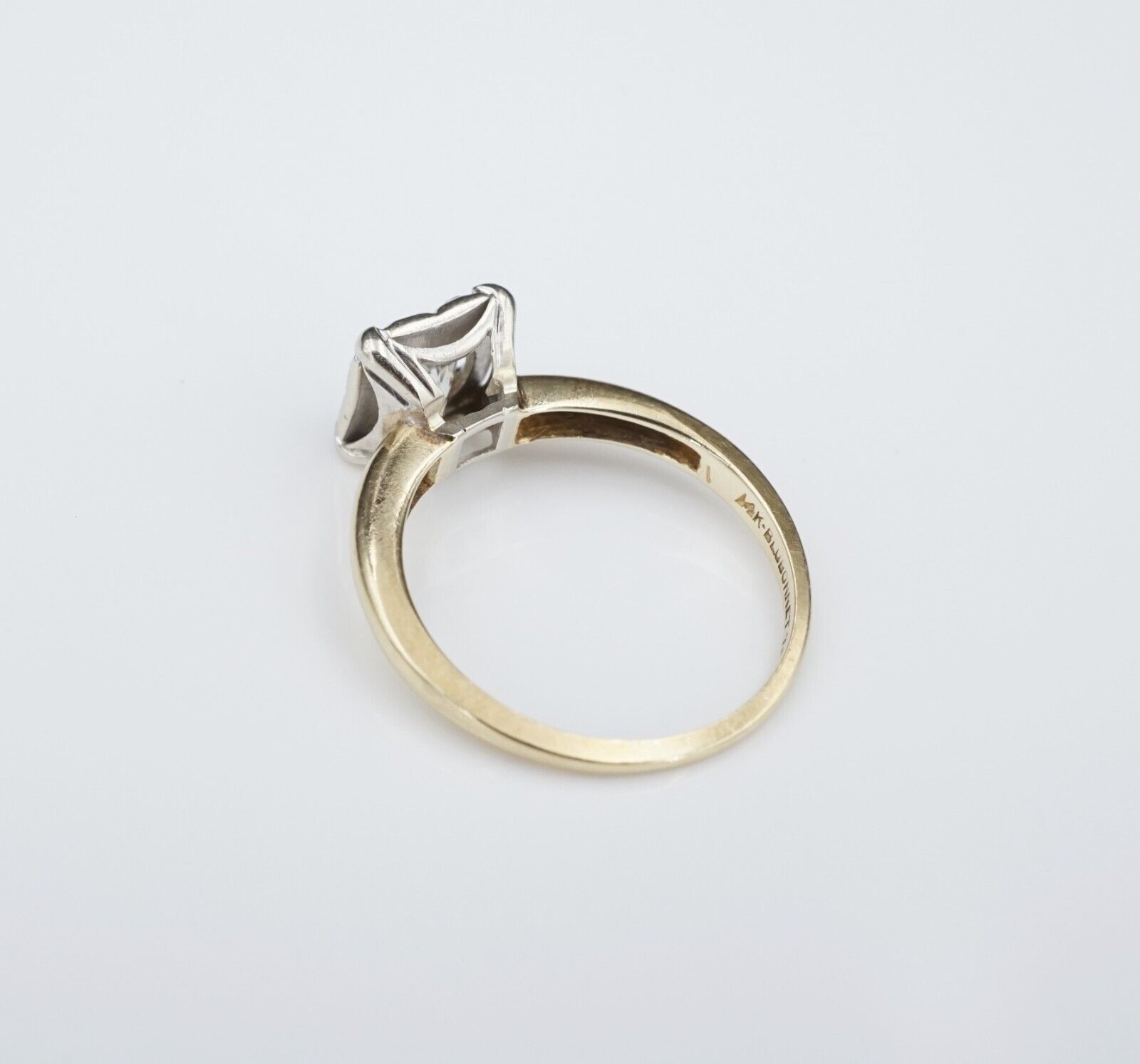 Vintage Bluebonnet 2 Tone 14k Gold 2/3ct Diamond Engagement Ring Size 6, view 6