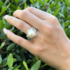 Vintage 18k Diamond Pearl Cocktail Ring Size 7.75 White Gold 11.5 mm shown worn