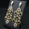 1.5ct Judith Ripka 18k Yellow Gold White Black Diamond Dangle Earrings, view 1
