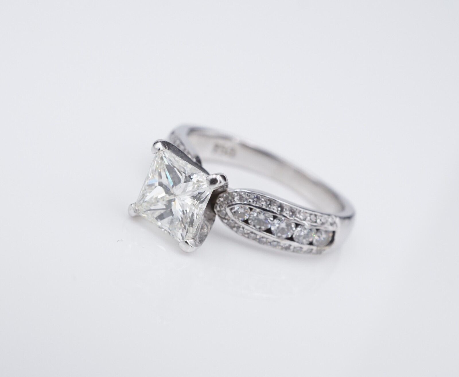 1.5ct 18k White Gold Princess Diamond Engagement Ring Size 5.75 EGL, view 3