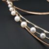14k Rose White Gold Pearl Bangle Bracelet, view 4