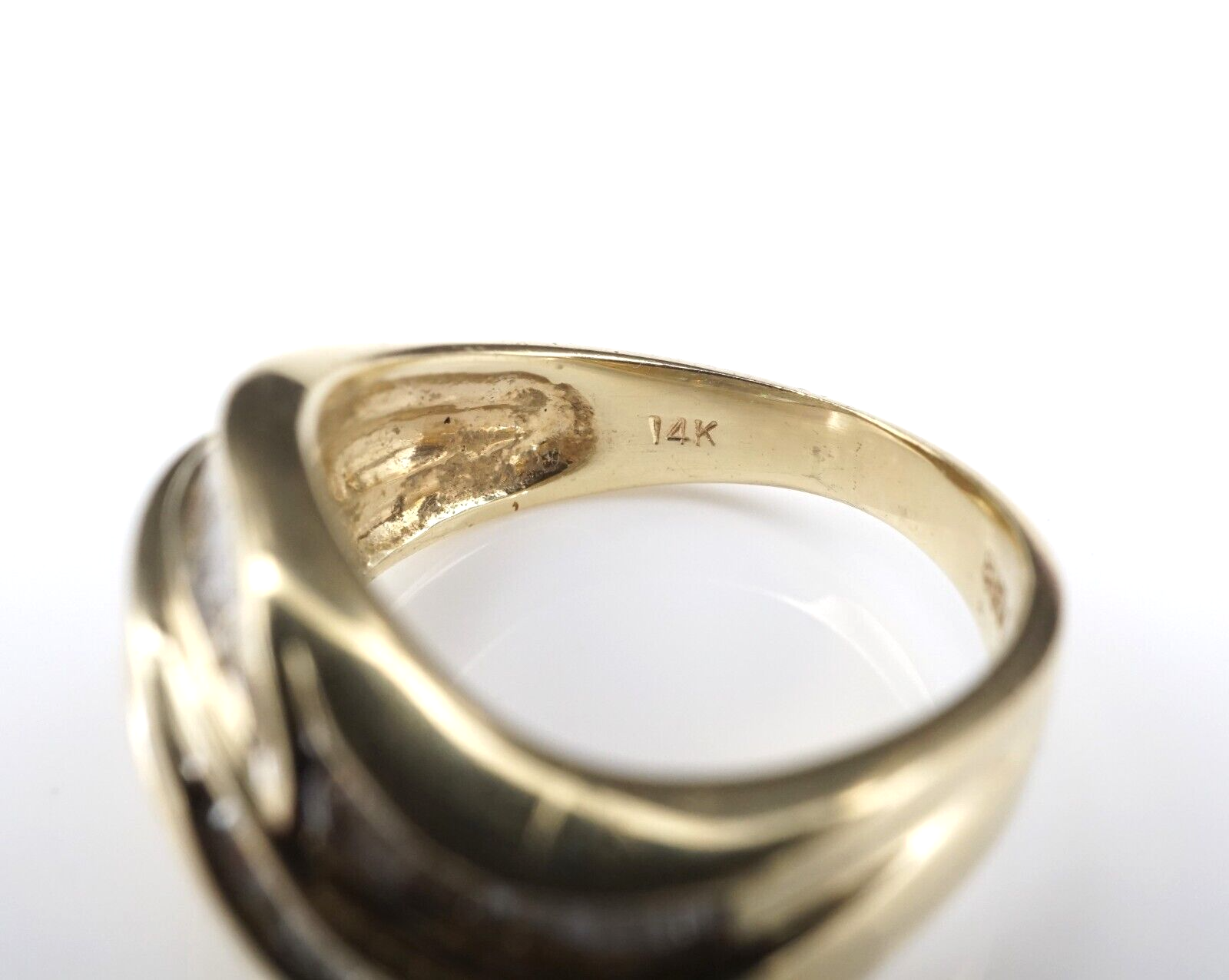 Vintage 14k Gold 3ctw Baguette Diamond Crossover Ring Size 8 IGRB, view 6
