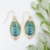 Antique Diamond Enamel Plique a Jour 18k Gold Dangle Drop Earrings 1.5", view 4