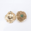 Arthur King 14k Yellow Gold Emerald Earrings 1" Brutalist Clip Designer, view 4