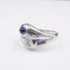 Vintage 18k Ring Sapphire Diamond White Gold 1 carat 1930s Size 7, view 3