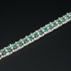 Natural Emerald and Diamond Bracelet 18k White Gold 26 carats 7", view 7