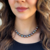 14k Tahitian Pearl Necklace Strand Yellow Gold 9-11mm 16" Choker shown worn