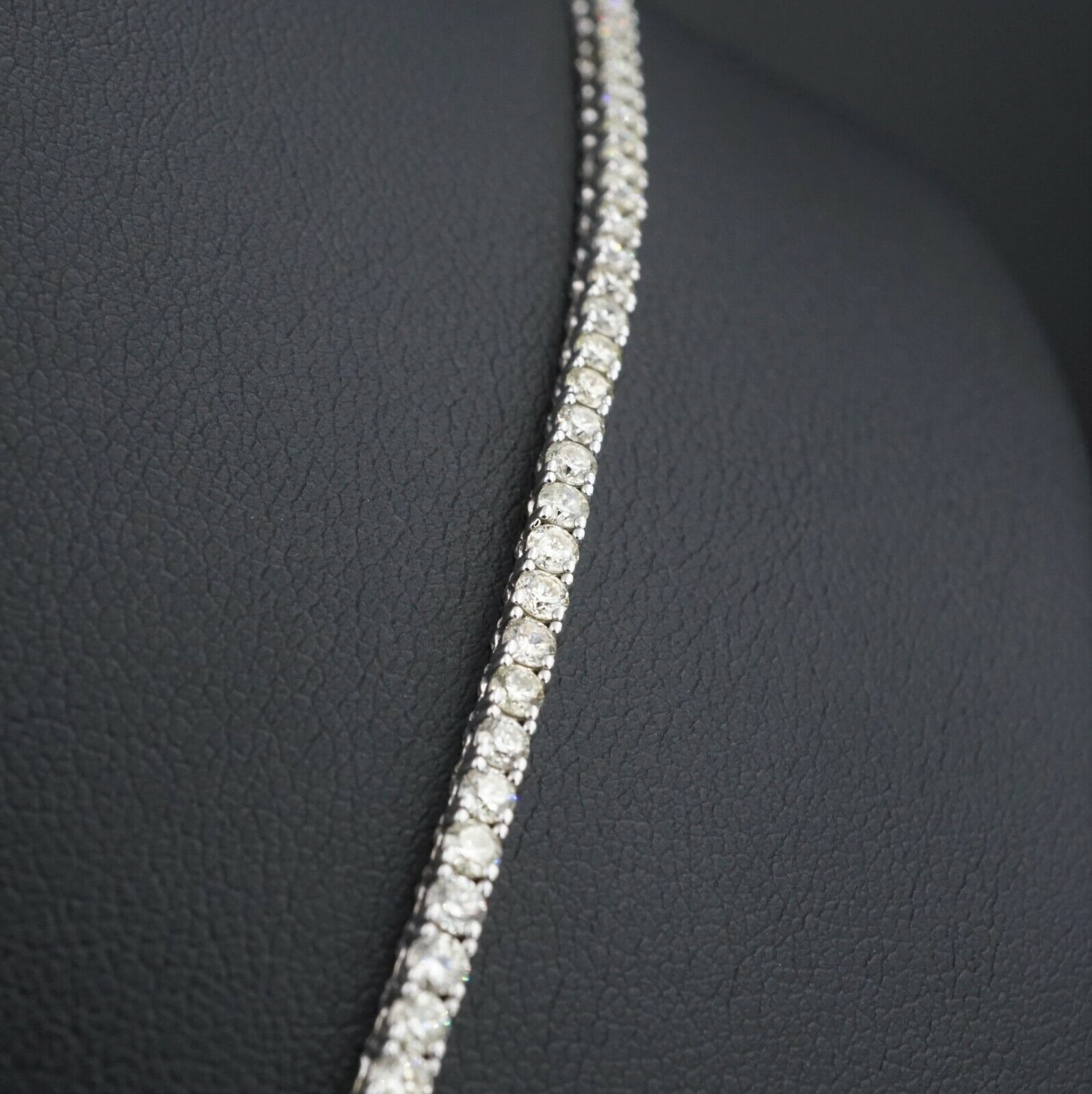 10ct Diamond Tennis Necklace 14k White Gold 22" Stackable, view 6