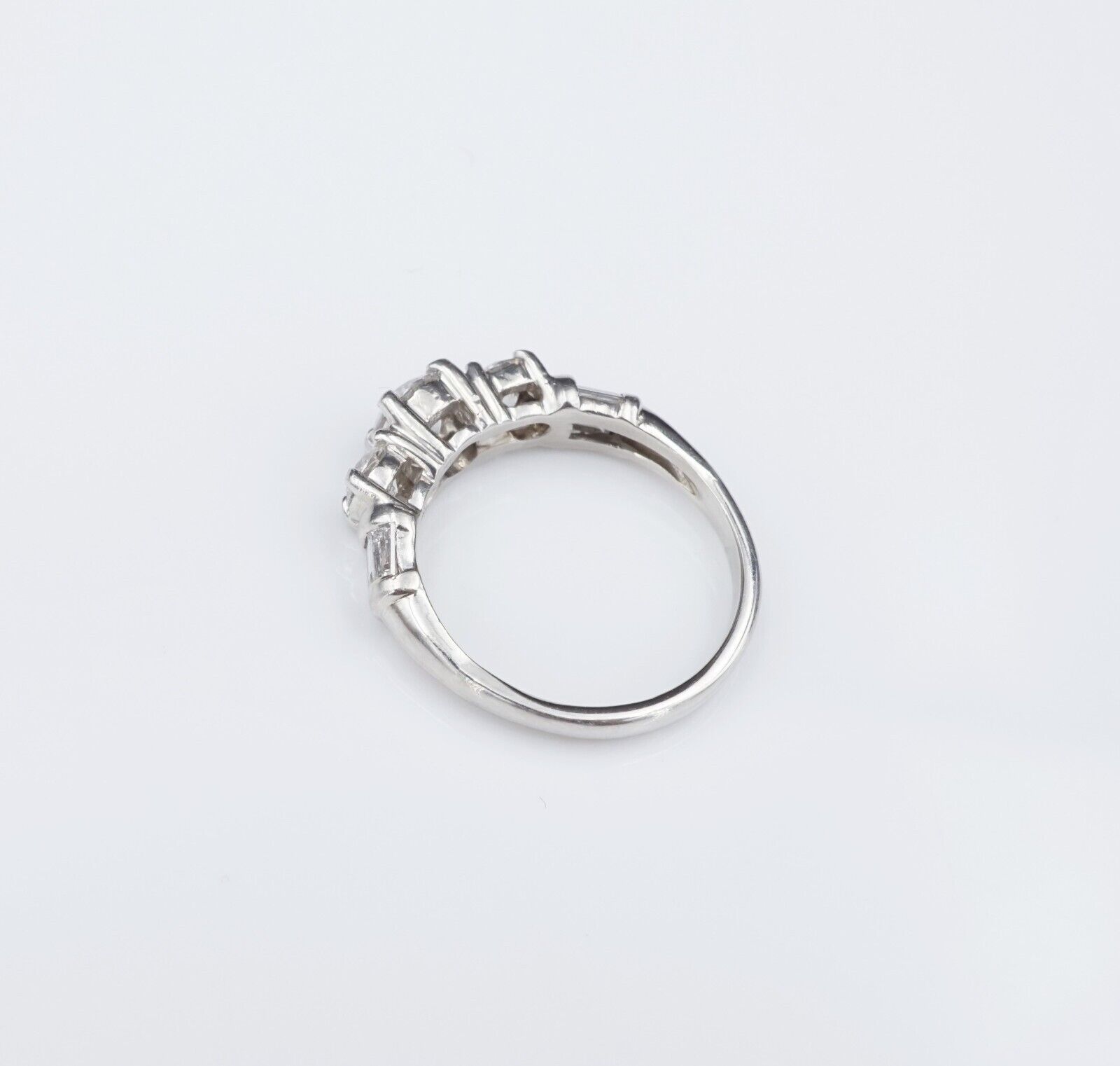 Platinum 1 cttw Natural Diamond Baguette Engagement Ring Size 5 3-Stone, view 4