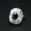 Vintage Sapphire Diamond Ballerina Ring 14k White Gold 7ct Halo Blue Sz 9, view 7