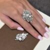 Andrew Grima Platinum 8.25 cttw Pave Diamond Cluster Ring Size 9 GIA, view 4