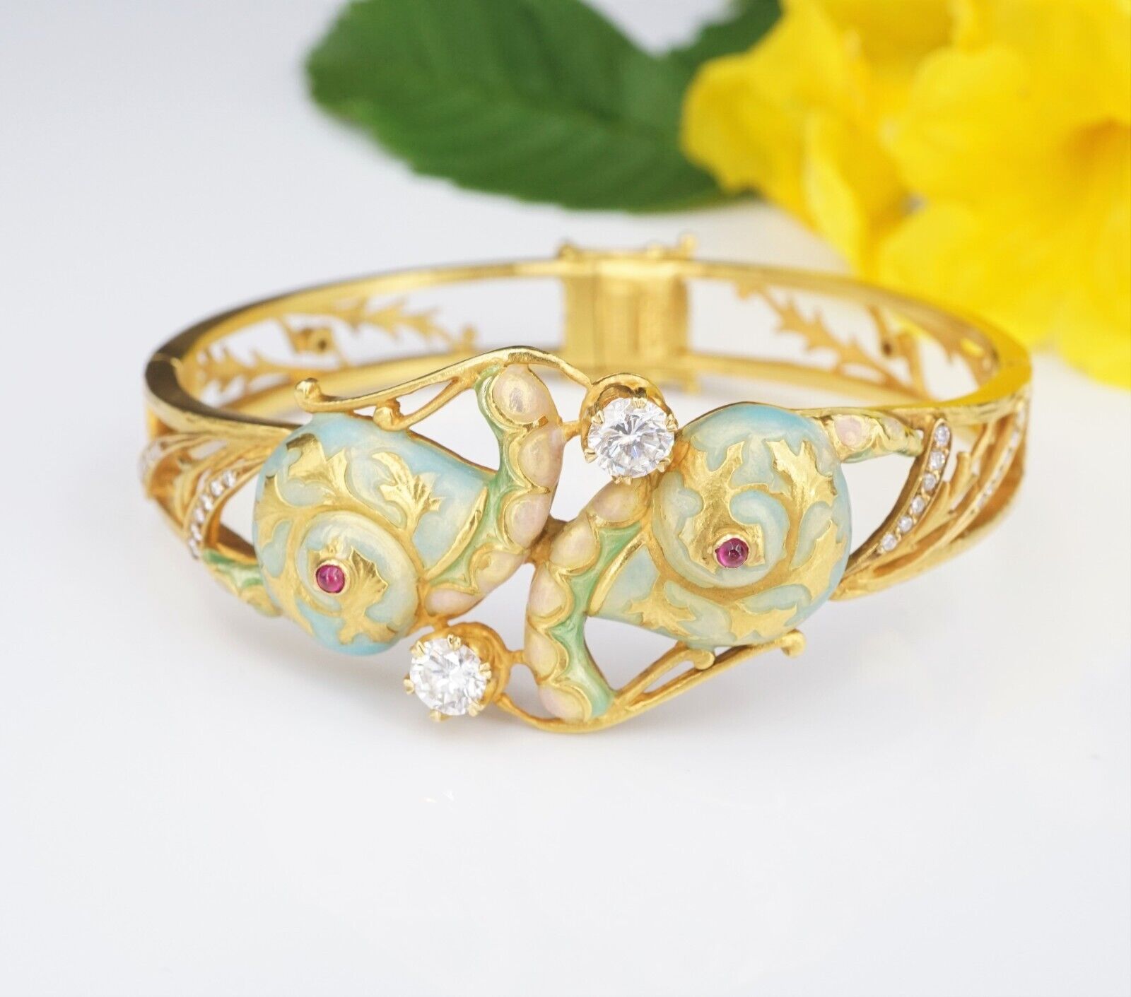 Masriera Enamel Diamond Bracelet Snail 18k Gold 6.25, view 3