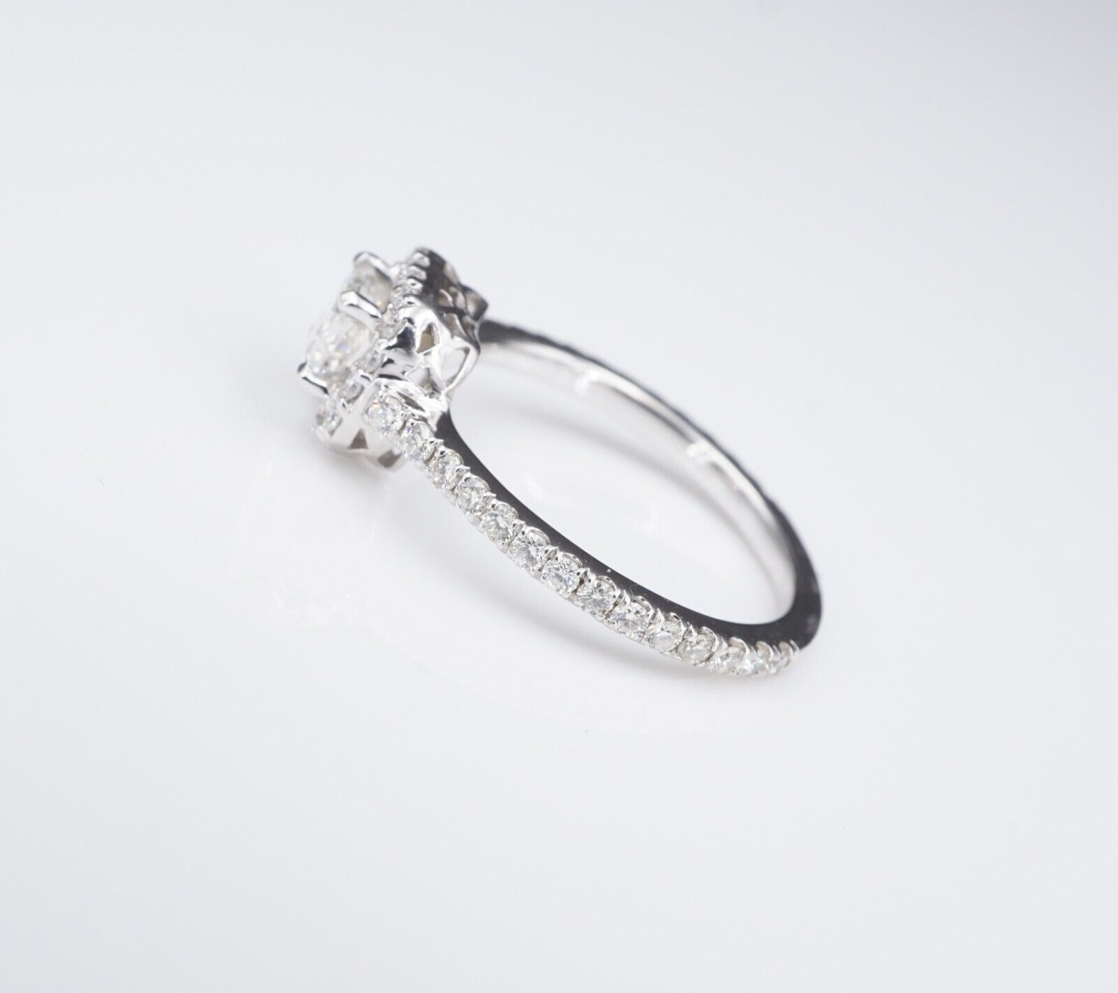 East West 14k White Gold 1cttw Emerald Diamond Engagement Ring Size 7, view 6