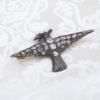Antique Silver 18k Mid Victorian Pave Rose Cut Diamond Dove Bird Brooch, view 4