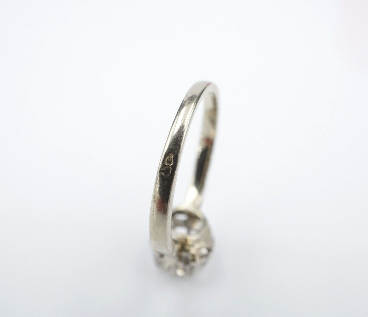 18k White Gold Natural Diamond Engagement Ring Sz 6.5 French Mid Century, view 8