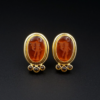 Elizabeth Locke Venetian Glass Intaglio Citrine Earrings 18k Yellow Gold, view 2