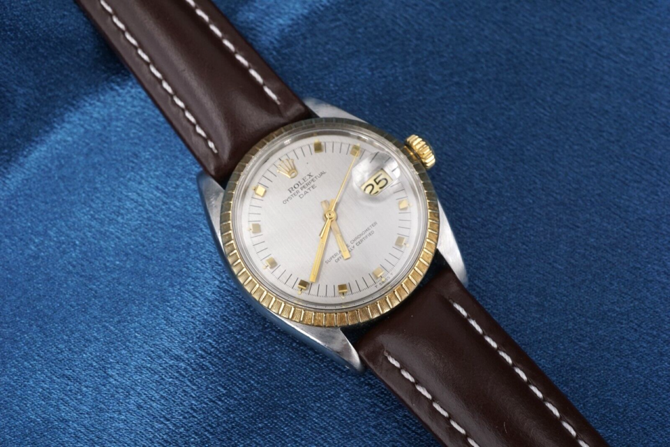 Rolex Perpetual Date 14k Gold Watch Leather Strap 34mm Automatic 1505 1966, view 2