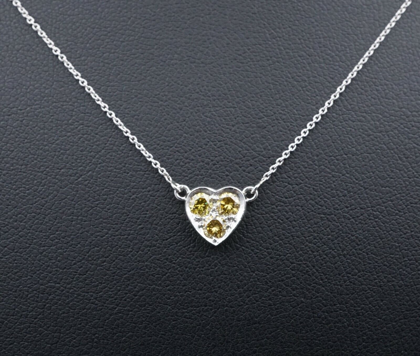 Platinum Natural Fancy Yellow Diamond Heart Pendent Necklace 18", view 1