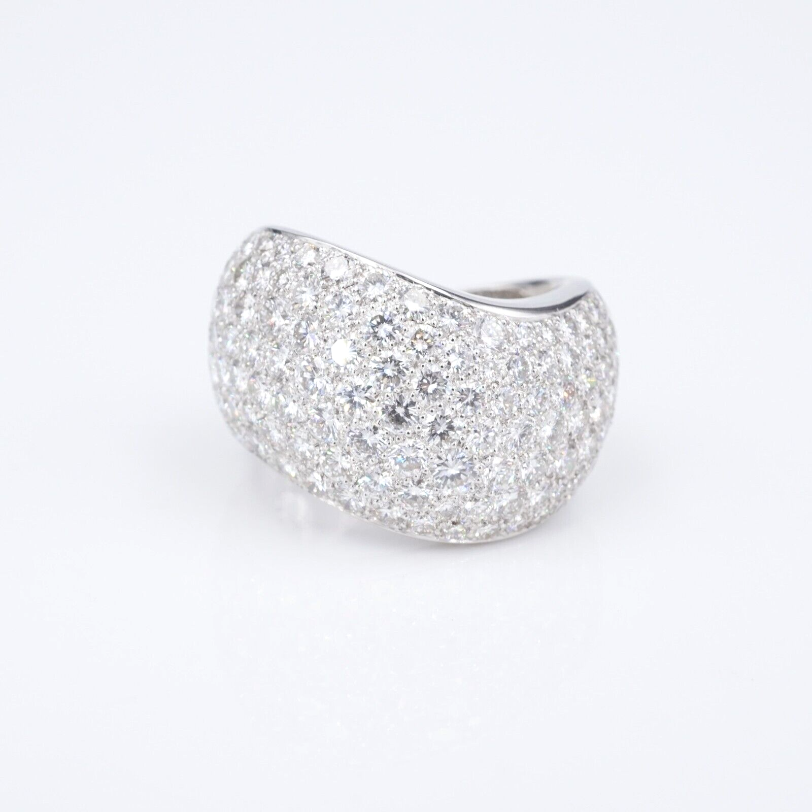 Cartier 18k Pave Diamond Wave Ring 5 carat Bombe Dome Size 5.75 Euro 51, view 7