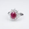 NWOT 14k White Gold 2.2 ctw Oval Ruby Diamond Halo Ring Size 5.5, view 5