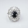 Vintage Sapphire Diamond Ballerina Ring 14k White Gold 7ct Halo Blue Sz 9, view 4