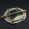 Antique 14k Pietra Dura Lapis Mosaic Pliny's Doves Diamond Pearl Brooch, view 5