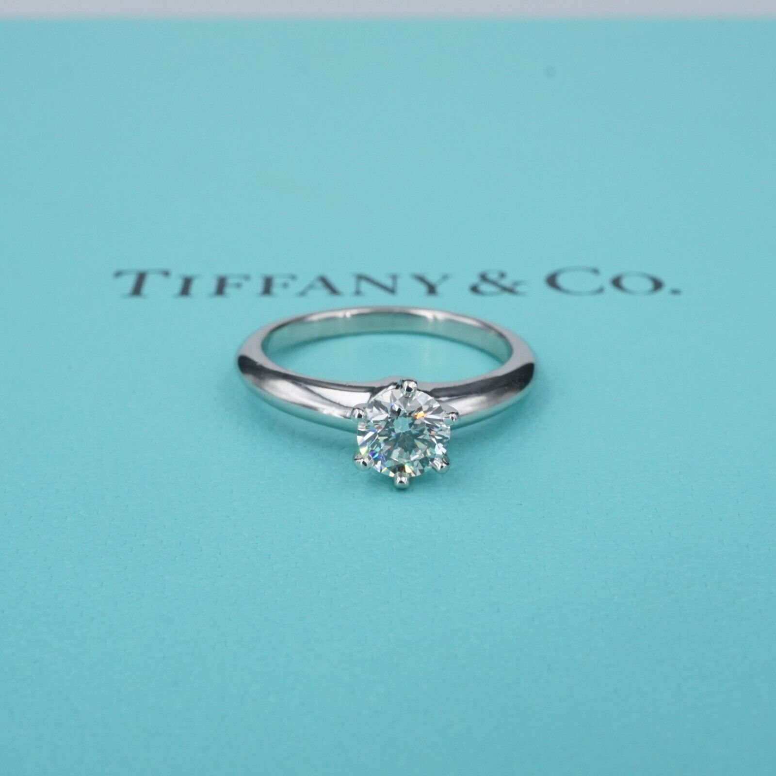 Tiffany & Co Diamond Engagement Ring Platinum .62ct H VS1 Size 5.5, view 3