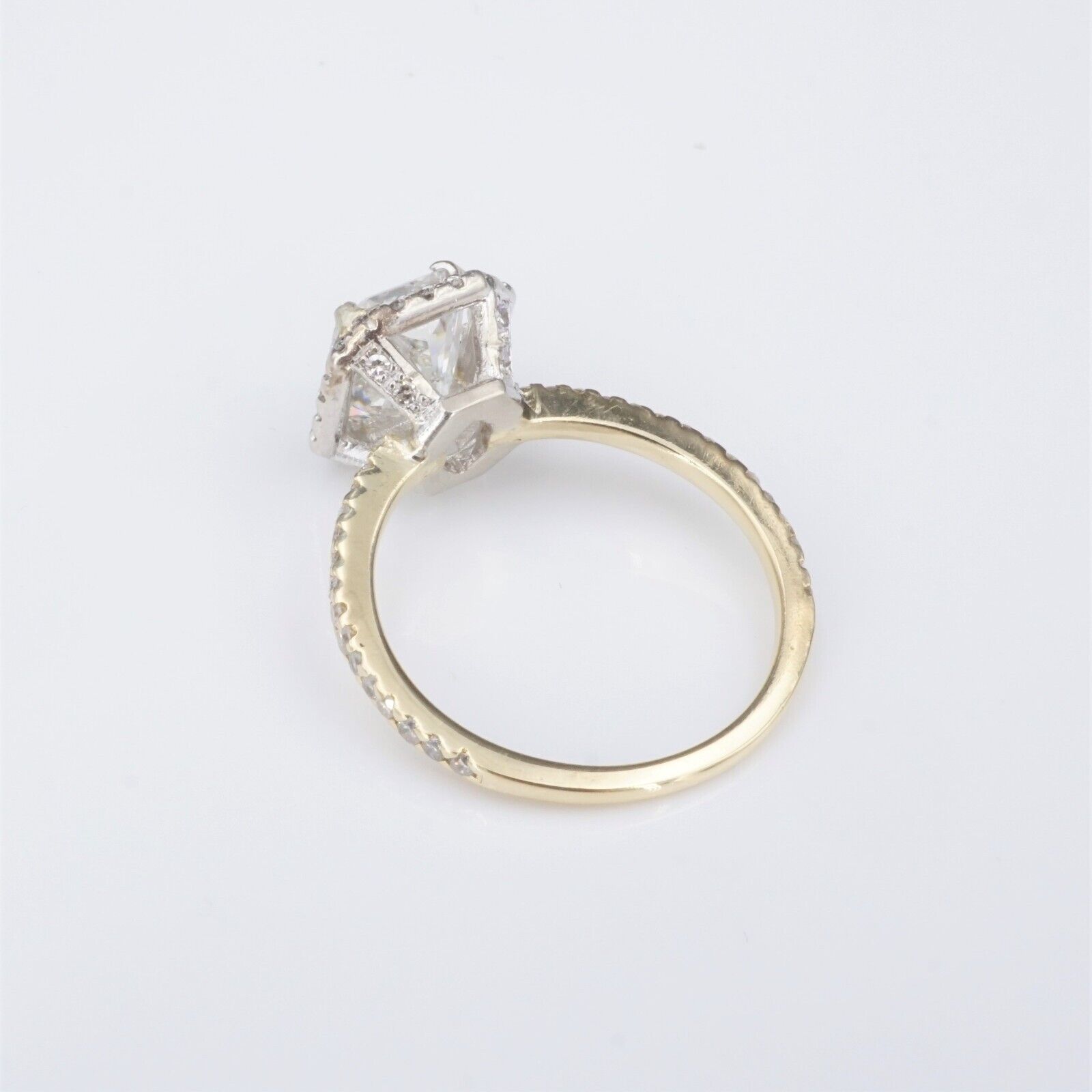 Diamond Halo Moissanite Engagement Ring 14K White Gold 3 carat Size 6.25, view 4