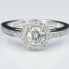 14k White Gold 1 carat RBC Halo Diamond Engagement Ring Size 7, view 1