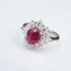 NWOT 14k White Gold 2.2 ctw Oval Ruby Diamond Halo Ring Size 5.5, view 1