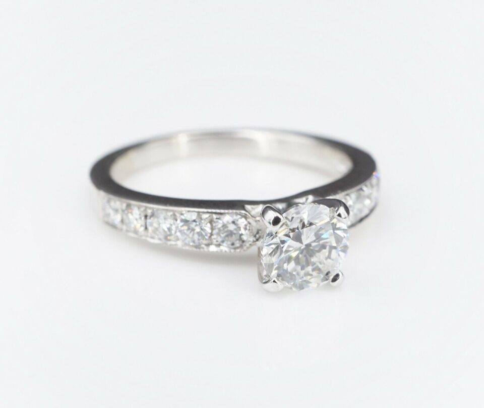 Diamond Engagement Ring 18k White Gold EGL F SI1, view 3