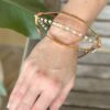 14k Rose White Gold Pearl Bangle Bracelet, view 8