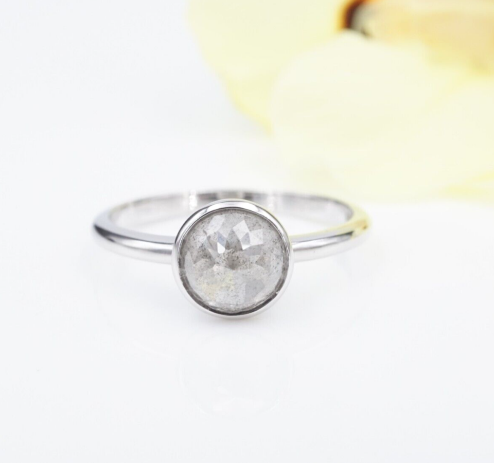 14k Salt and Pepper Diamond Ring White Gold Natural 1.25 ct Size 6.25 New RG4161