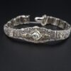 Classic Antique Art Deco 14k Gold 1ct Three Diamond Filigree Bracelet 6.5", view 5