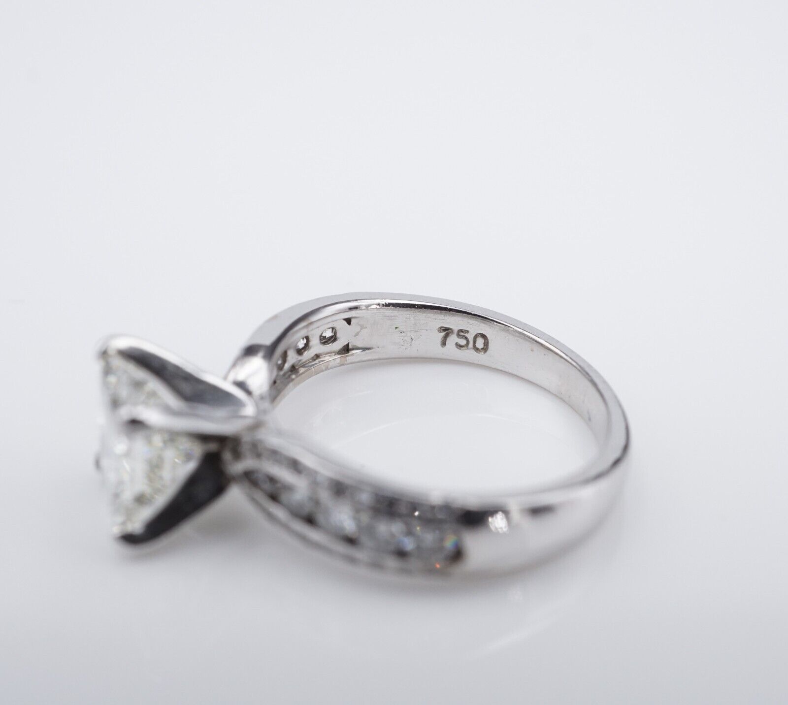 1.5ct 18k White Gold Princess Diamond Engagement Ring Size 5.75 EGL, view 5