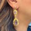 Antique Victorian Yellow Gold Amethyst Bib Necklace Earring Suite 16", view 2