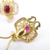 Masriera 18k Gold Earrings Natural Ruby Diamond Enamel Plique a Jour, view 5