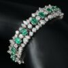 Natural Emerald and Diamond Bracelet 18k White Gold 26 carats 7", view 1