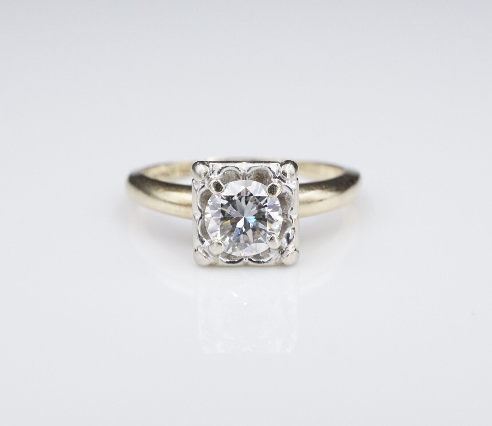 Vintage Bluebonnet 2 Tone 14k Gold 2/3ct Diamond Engagement Ring Size 6, view 3