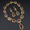 Antique Victorian Yellow Gold Amethyst Bib Necklace Earring Suite 16", view 1