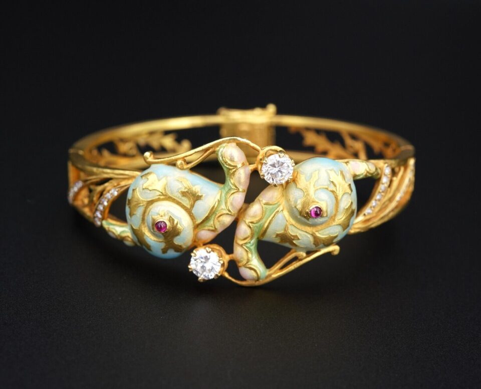 Masriera Enamel Snail and Diamond Bracelet, 18k Gold