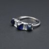 Modernist Sapphire Diamond Ring Platinum 2.5ct Natural Blue Size 5, view 4