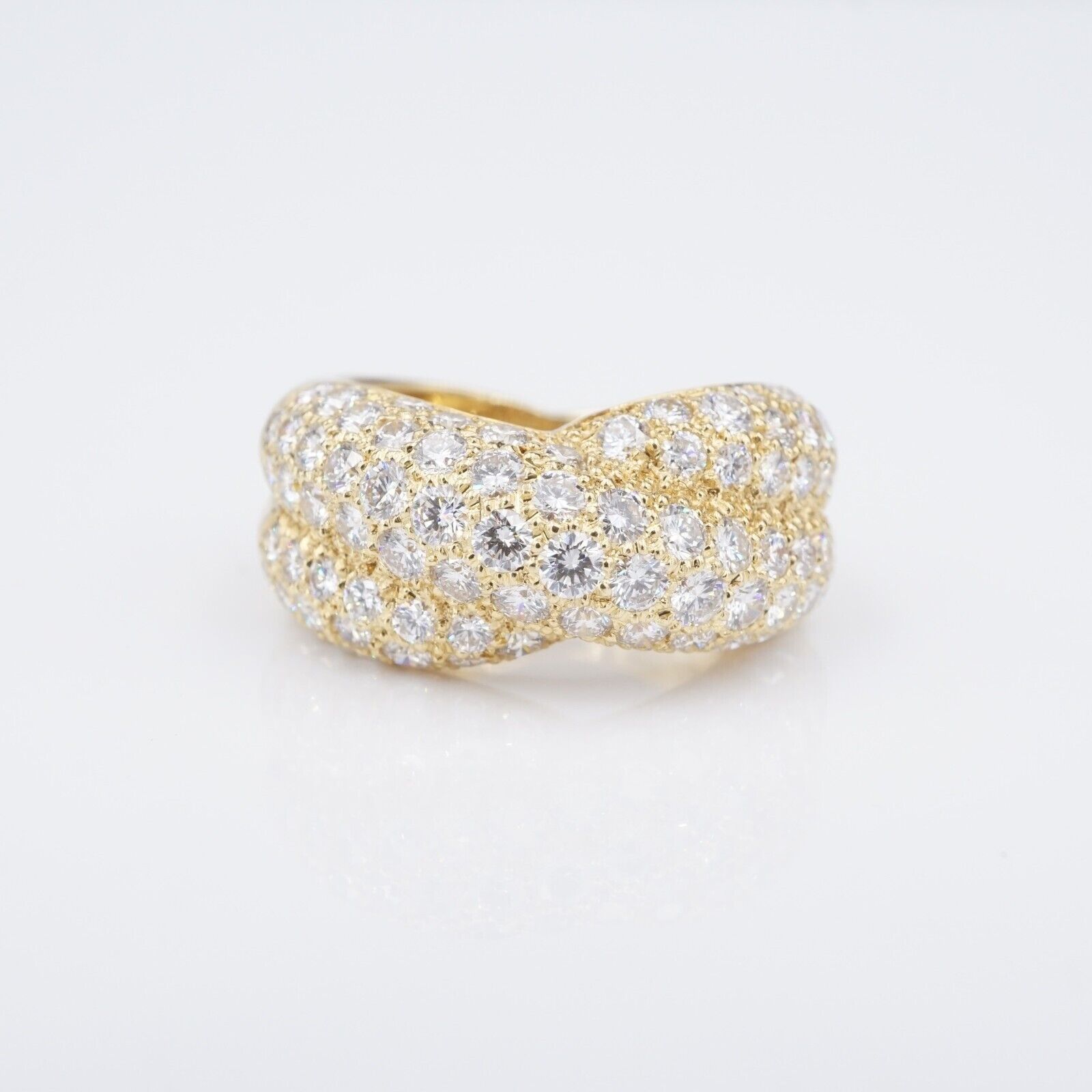 Van Cleef 18k Pave Diamond Ring Crossover Entrelacs Size 5.25 Euro 50 VCA, view 7