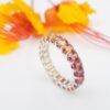 14k White Gold Ombre Sapphire 4ctw Eternity Band Ring Anniversary Size 7, view 1