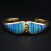 Natural Black Opal Inlay Cuff Bracelet Designer Lisa Mele 18k Gold, view 1